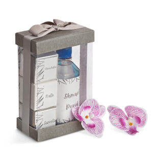 geometric silver ribbon box