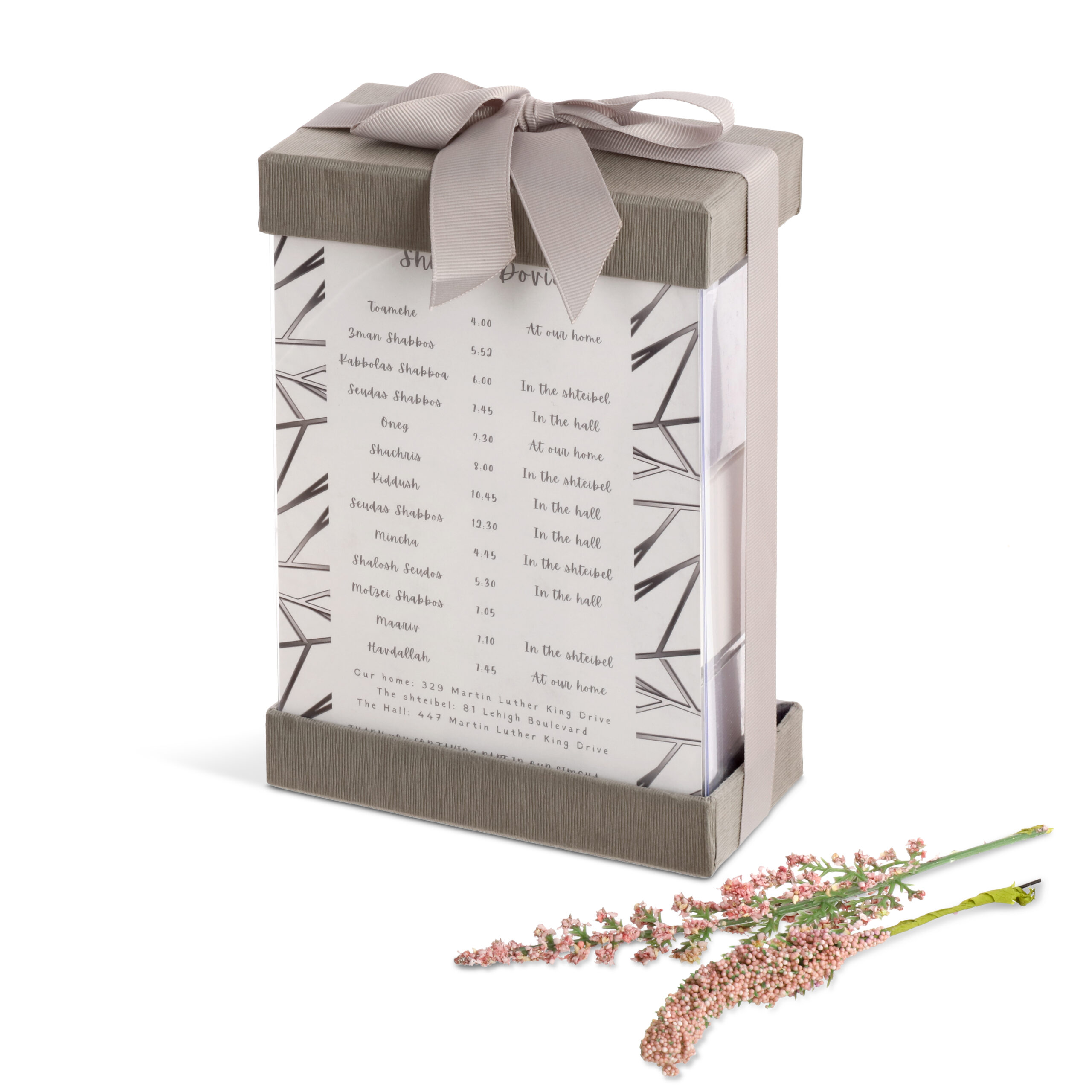geometric silver ribbon box